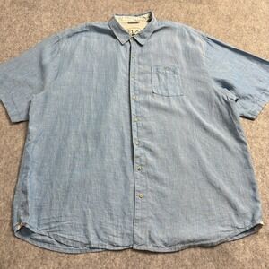 Tommy Bahama Blue Linen Button Up Shirt Mens 3XT Relaxed Fit